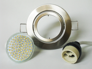 Einbaustrahler Set 80 LED GU10 + Rahmen eisengeb�rstet Rund