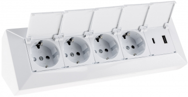4-fach Steckdosenblock, USB-A+C, wei