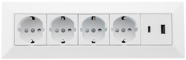 4-fach Steckdosenblock, USB-A+C, wei�