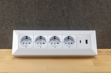 4-fach Steckdosenblock, USB-A+C, wei�