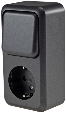 FASKO Kombi Steckdose Schalter,Anthrazit