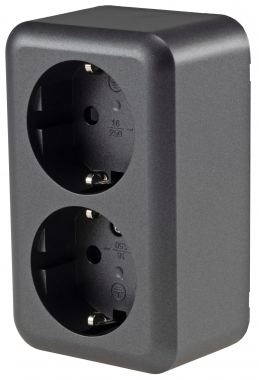 FASKO Doppel-Steckdose, AP, Anthrazit