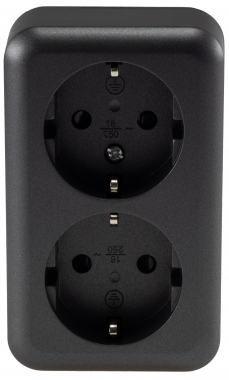 FASKO Doppel-Steckdose, AP, Anthrazit