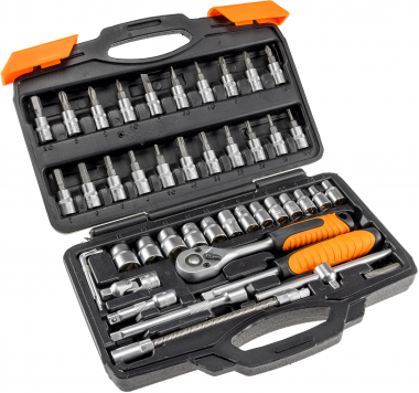 Steckschl�ssel- und Bitsatz, 46 teilig