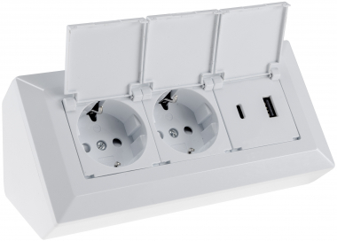 2-fach Steckdosenblock, USB-A+C, wei�