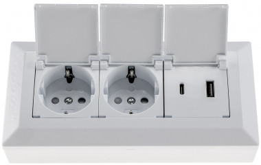 2-fach Steckdosenblock, USB-A+C, wei�