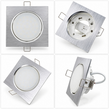 Metall Einbaustrahler GX53 Eckig Alu mit 6W LED 230V CCT