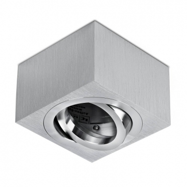 LED Decken Aufbaustrahler Alu gebrstet eckig mit 5W LED Modul 230V warmwei dimmbar