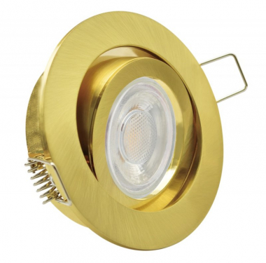 Einbaustrahler mit 5W LED Modul dimmbar Einbauspot Gold Rund schwenkbar Klick 30mm Einbautiefe