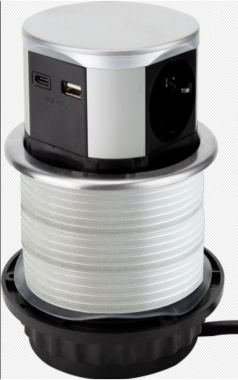 Schreibtisch-Einbausteckdose 3x +USB A+C