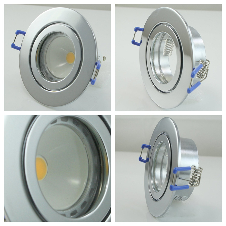 Deckeneinbaurahmen Circ Aluminium Einbaurahmen chrom schwenkbar LED/Halogen/GU1 