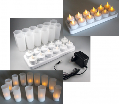 LED Teelichter, 12er Set, mit Windschutz