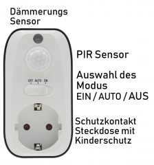 Zwischenstecker mit Bewegungsmelder