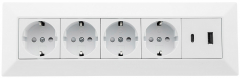 4-fach Steckdosenblock, USB-A+C, wei