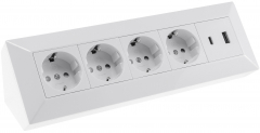 4-fach Steckdosenblock, USB-A+C, wei�