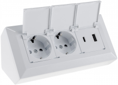 2-fach Steckdosenblock, USB-A+C, wei�