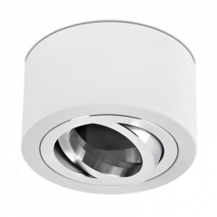 LED Decken Aufbaustrahler Alu wei rund mit 5W LED Modul 230V warmwei dimmbar