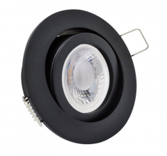 LED Einbaustrahler 5W 9 SMD GU10 + Einbaurahmen schwarz Rund schwenkbar Klick