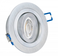 LED Einbaustrahler 5W 9 SMD GU10 + Einbaurahmen Alu Rund Bicolor schwenkbar