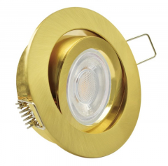 LED Einbaustrahler 5W 9 SMD GU10 + Einbaurahmen Gold Rund schwenkbar Klick
