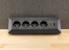 4-fach Steckdosenblock, USB-A+C, schwarz